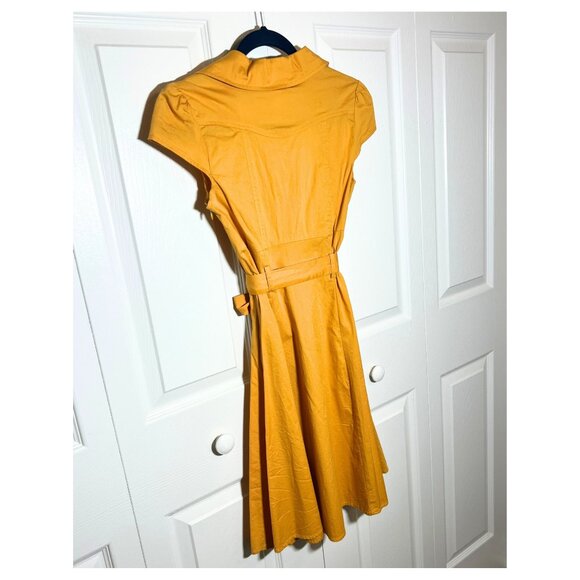 Vintage Style Petalo Golden Yellow Dress - Small - Picture 4 of 8